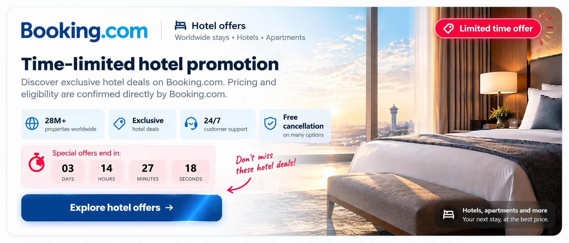 Booking.com — Time-limited hotel promotion. Pricing and eligibility are confirmed by Booking.com.